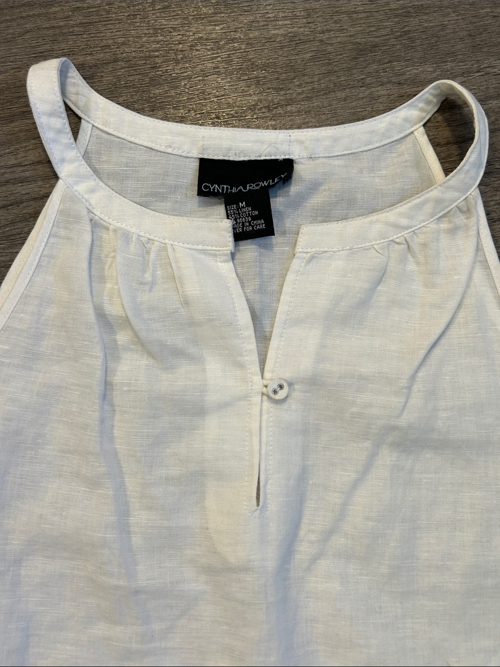 Cynthia Rowley Linen Cotton Sleeveless Blouse White Tank Top Medium - Picture 4 of 8